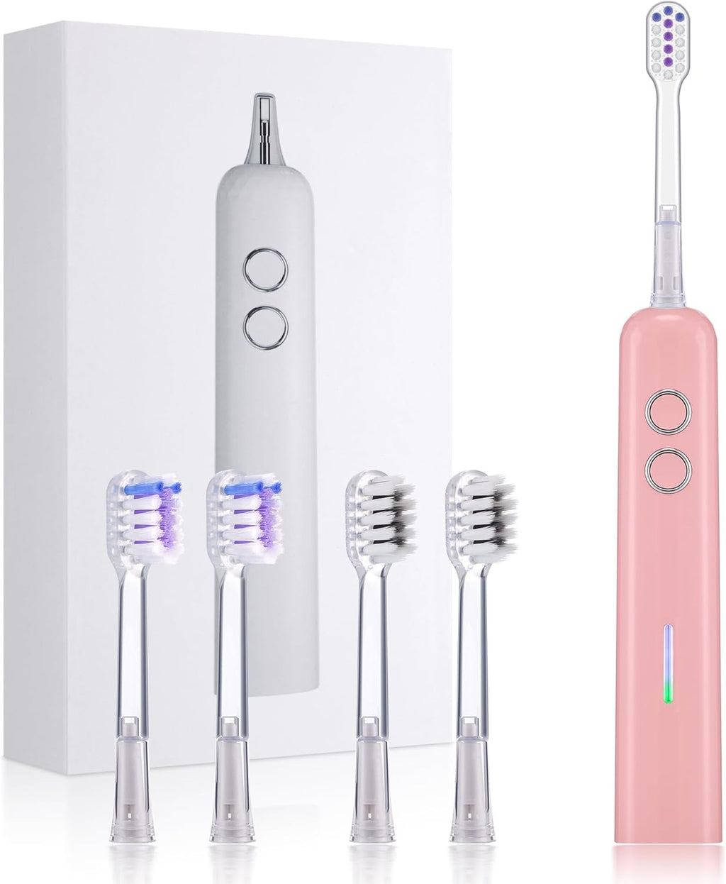 Electric Toothbrush for Adults Sonic Vibration Deep Mouth Cleaning Teeth Whitening Free 4 Toothbrush Heads Super Soft Bristles 3 Modes 90 Days Lifespan IPX7 Waterproof (Color Available)