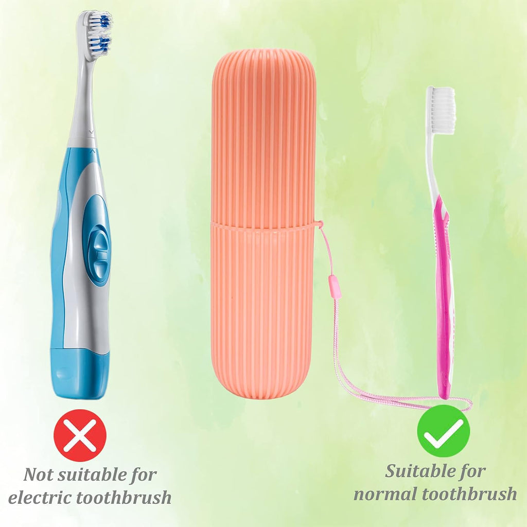 Sunenlyst 2Pcs Travel Toothbrush Holder, Portable Toothbrush Case for Traveling, Camping, Business Trip and School, Multifuction Toothbrushes Toothpaste Set with Two Colors (Green and Orange)