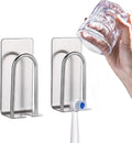 HANZE Toothbrush Holder 2 Pack self-Adhesive SUS 304 Stainless Steel Electric Toothbrush Hook Wall Mounted Razors Cup Holder for Bathroom