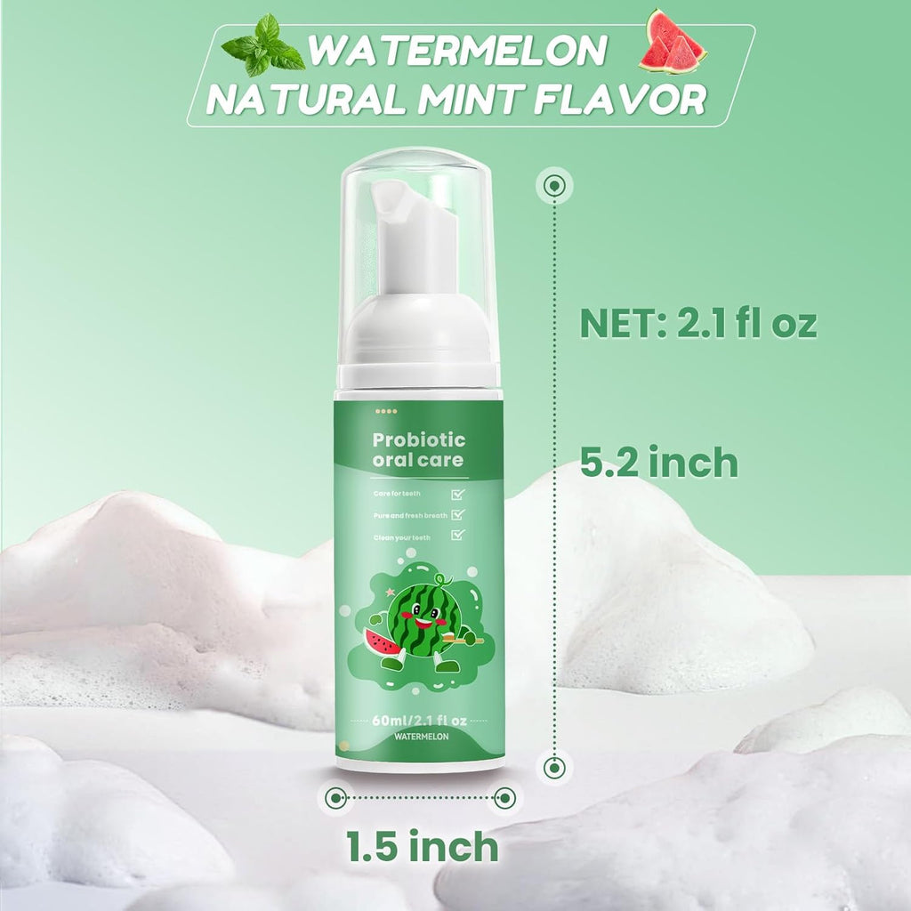 Fluoride Free Foam Kids Toothpaste - Natural Teeth Clean and Whitening Toothpaste with Mint Flavor for U Shaped Toothbrush Travel Size (Watermelon)
