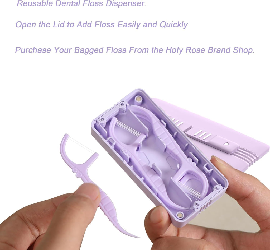 Holy Rose Twin-Line Dental Floss Picks - Portable Flossers Dispenser (2 Boxes) - Mint Flavor Fresh Floss Stick-Dual Action Cleaning,Travel Case is Ultimate Teeth Hygiene Tool.