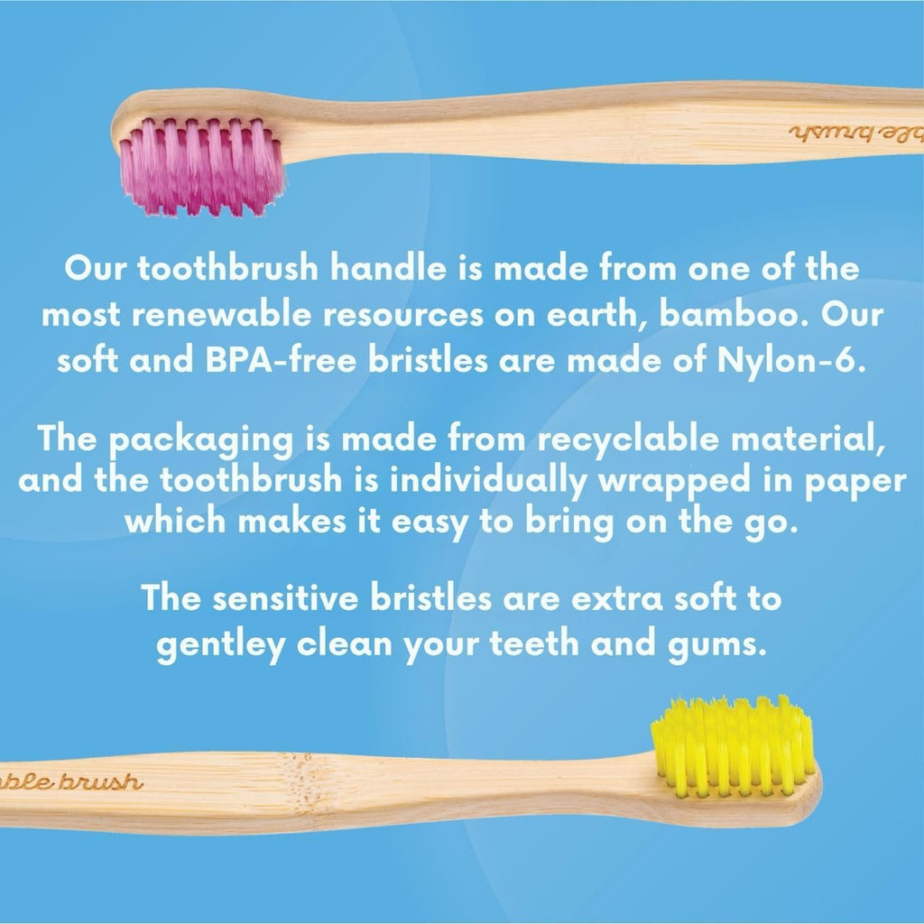 The Humble Co. Bamboo Toothbrushes (5pk) – Toothbrushes for Superior Oral Care, Dental Hygiene, and Gum Care, BPA Free (Ultra Soft Bristles)