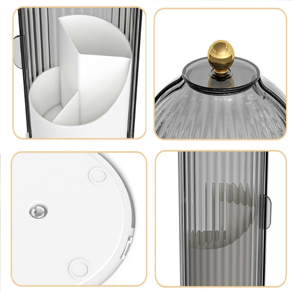 Sliding Lid Toothbrush Organizer, Toothbrush Holders with Sliding Lid, 360° Rotating Dustproof Concealed Toothbrush Holder, 3-Slot Varying Heights, Ideal for Bathroom, Makeup & Travel (2Pcs Black)