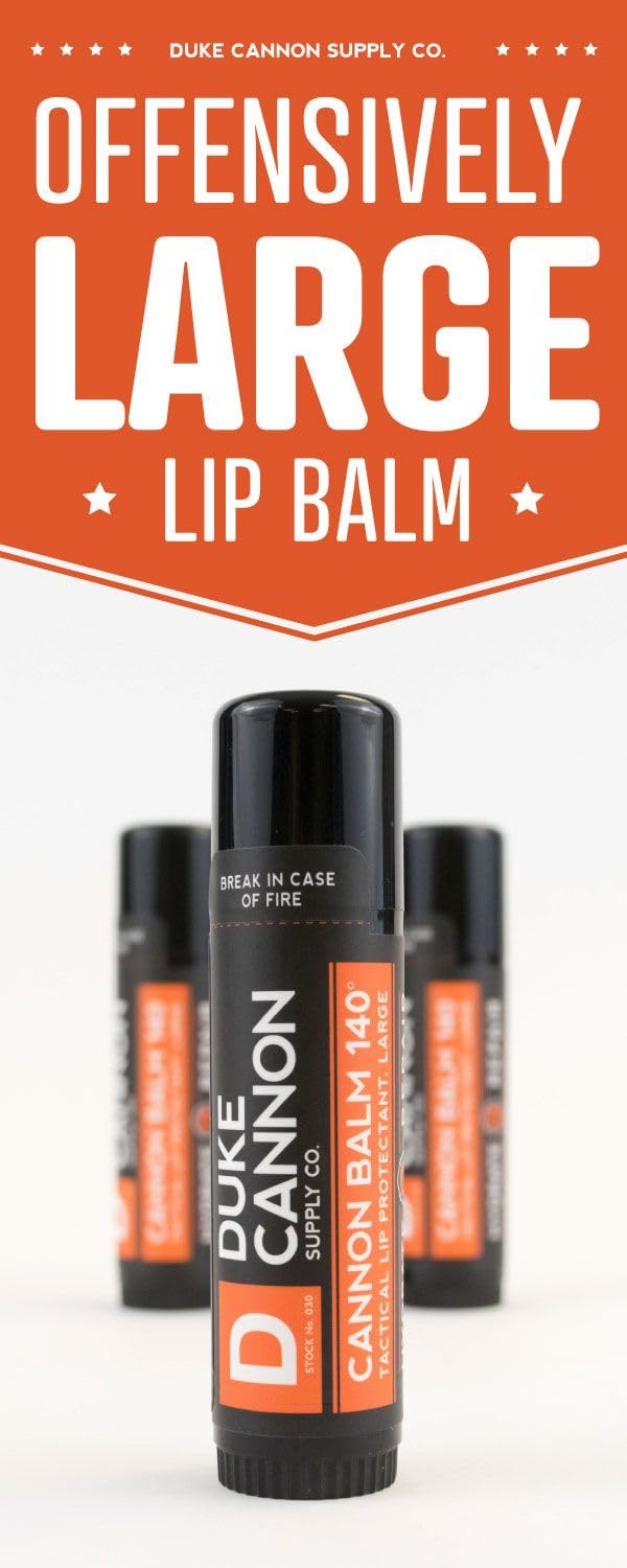 Duke Cannon Supply Co. Tactical Lip Protectant Cannon Balm 140° - (Blood Orange Mint Flavored) Superior Performance, SPF 30, Lip Balm for Hard Working Men, 0.56oz (3 Pack)