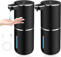 2 Pack Automatic Soap Dispenser,Automatic Liquid Soap Dispenser Touchless,12.8oz/380ml USB Rechargeabled Wall Mounted Smart Soap Dispensers for Bathroom Kitchen Dish Soap(Black)