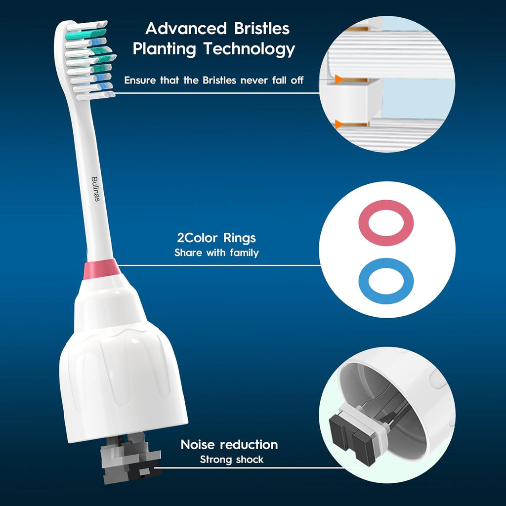 Replacement Brush Heads Compatible with Philips Sonicare, Compatible with Sonicare E Series Essence Xtreme Elite Advance and CleanCare Screw-on Electric Toothbrush, BN728, 8 Pack