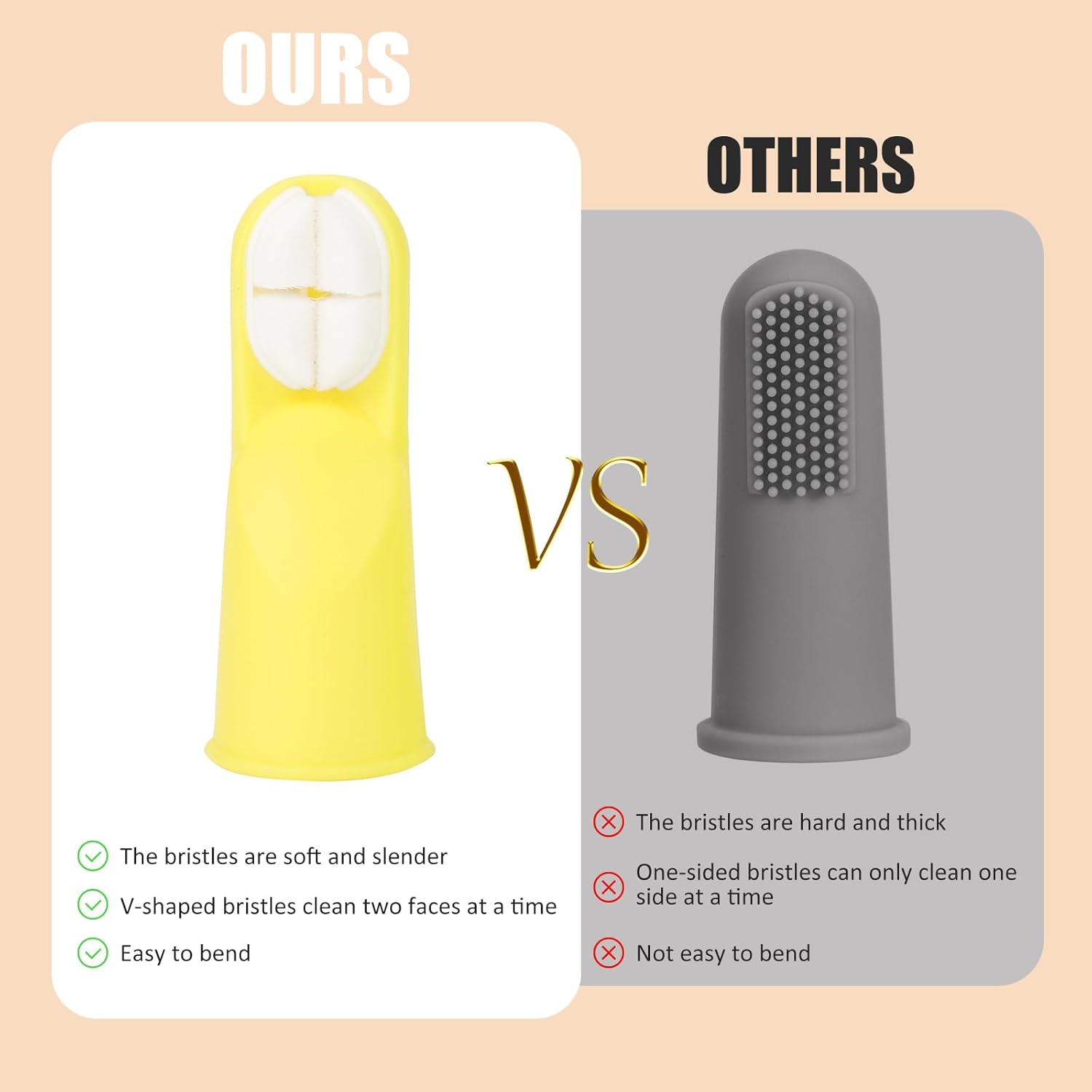 Socub Baby Finger Toothbrush, 2Pcs Upgraded First Finger Toothbrush for Infants & Toddlers, Training Toddler Tooth Brush for Gentle Oral Care, Cleans All Sides at Once, BPA Free, 3Month+