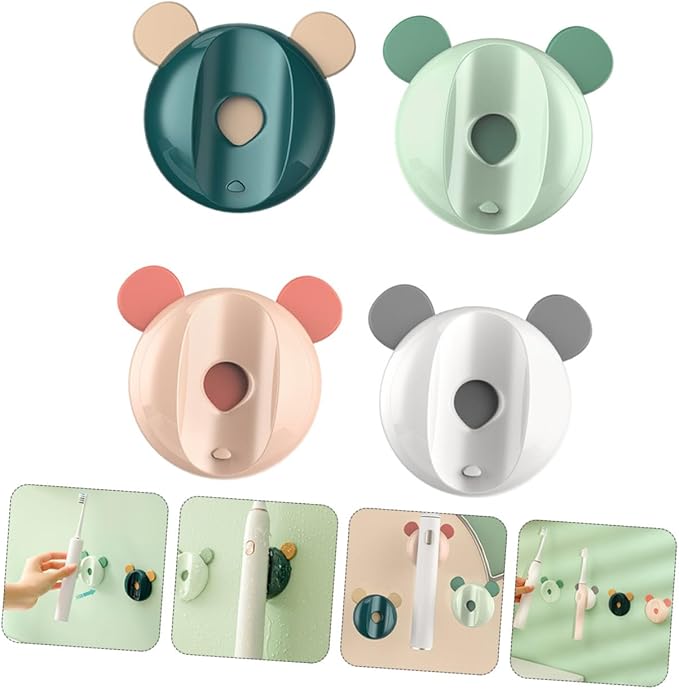 VANZACK 4pcs Magnetic Toothbrush Holders Bathroom Rack Decorative Storage for Electric Toothbrushes Mixed Colors Wall-Mounted Organizer for Family Use