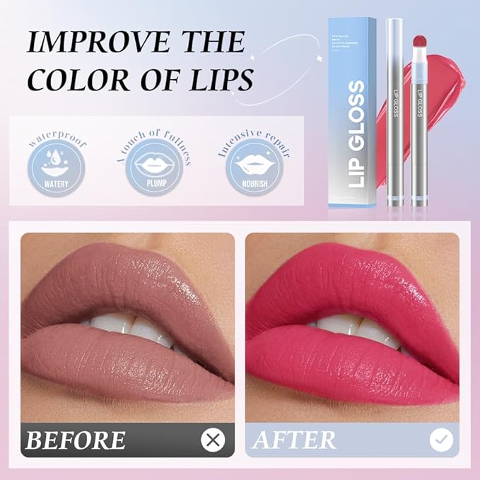 Cushion Lip Gloss Matte Lip Tint – Long-Lasting Lightweight Color, Soft Plush Applicator for Gradient Blurred Lips, Non-Sticky Velvet Finish Hydrating Lip Stain 04#–Plum Pink