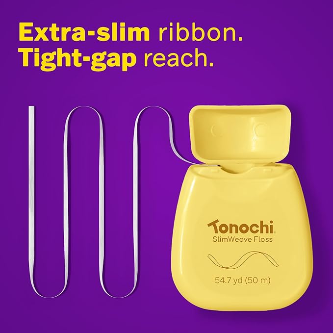 SlimWeave Flat Dental Floss for Tight Teeth & Tight Spaces – Extra Thin, Smooth-Glide, Gentle on Gums, Mint + Xylitol, 3-Pack (50 m Each)