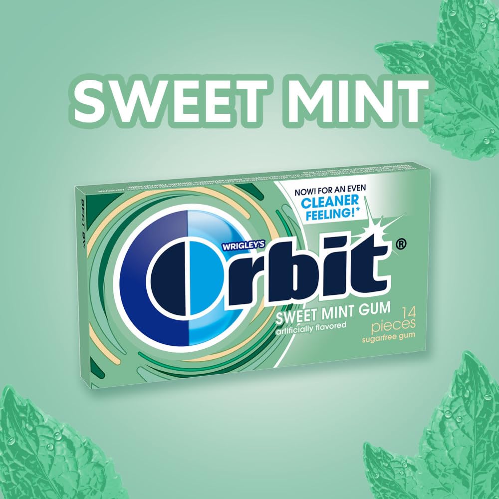 Orbit Sweet Mint Sugar Free Chewing Gum Bulk, 12 Packs, 14 Pieces Each (168 Total)