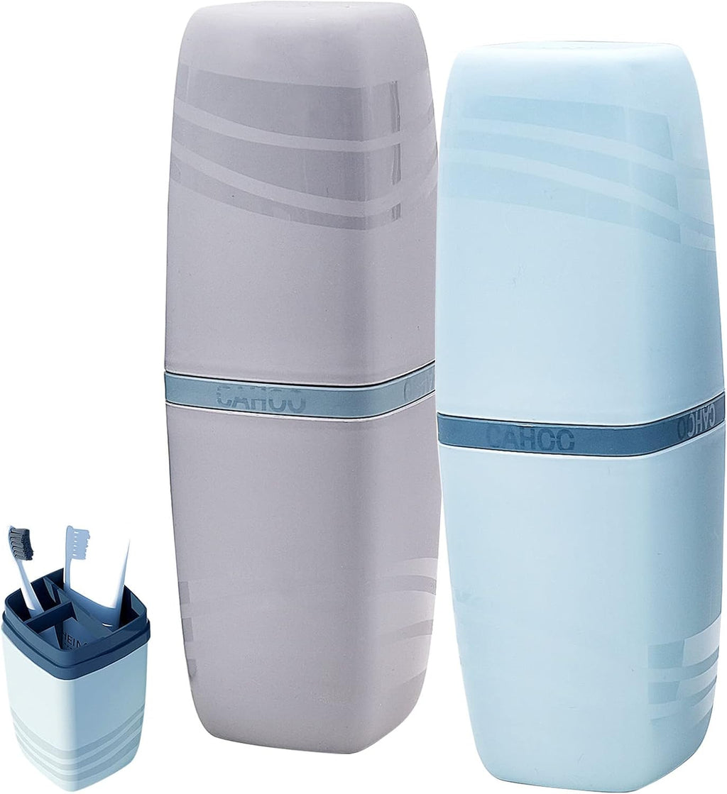 2 PCS Travel Toothbrush Case, Portable Multifunctional Toothbrush Holder, Toothbrushes Toothpaste Separate Storage Wash Cup for Business Trip, Camping