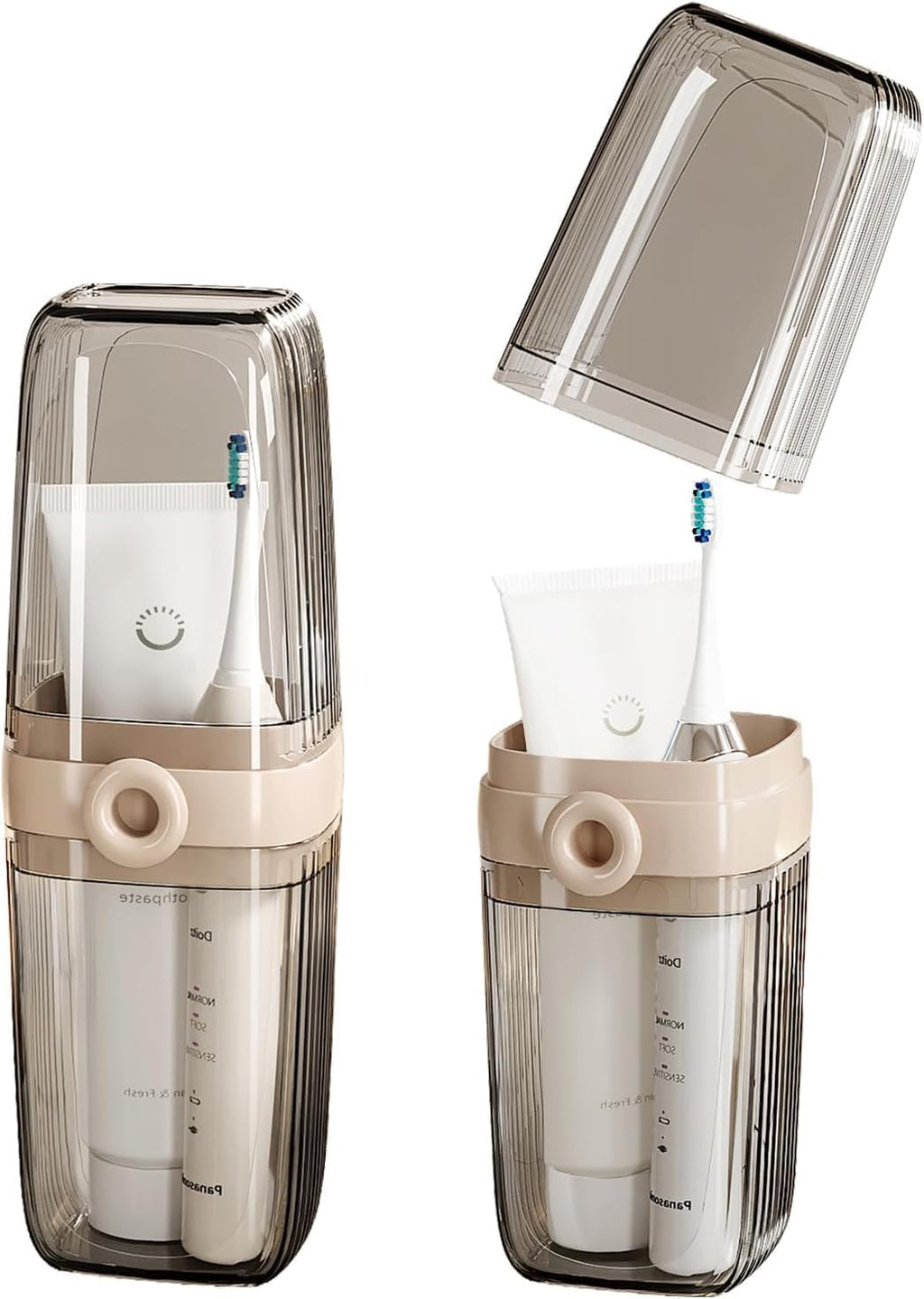 Toothbrush Travel Case, 2 in 1 Toothbrush Holder and Rinse Cup, Large Capacity Toothbrush Cup with Cover, Portable Travel Toothbrush Holder for Traveling, Camping, Trip - 1Pcs