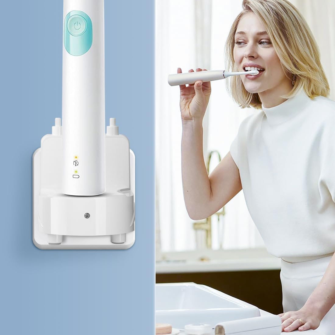 Wall Charger for Philips Sonicare Electric Toothbrush, Wireless Electric Toothbrush Wall Charger for Philips Sonicare HX6100/ HX3000/ HX6000/ HX8000/ HX9000 Series, White