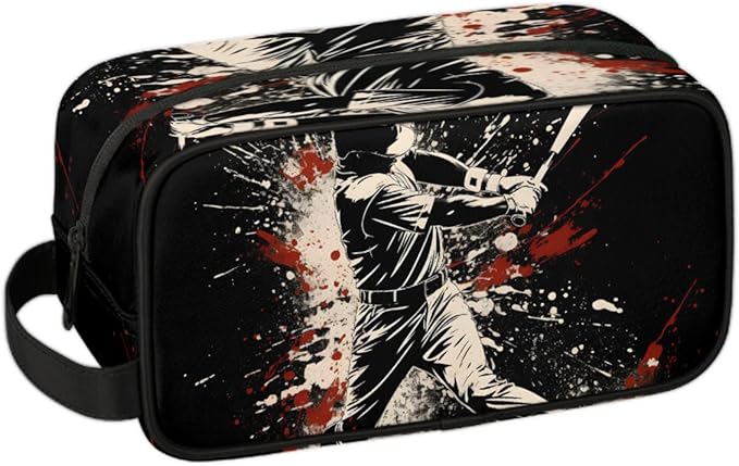 Baseball Player Boys Travel Toiletry Bag Waterproof Wash Bag Shower Shaving Bag Cosmetic Organizer Makeup Bag Portable Toiletries Accessories for Women Men Ball Theme