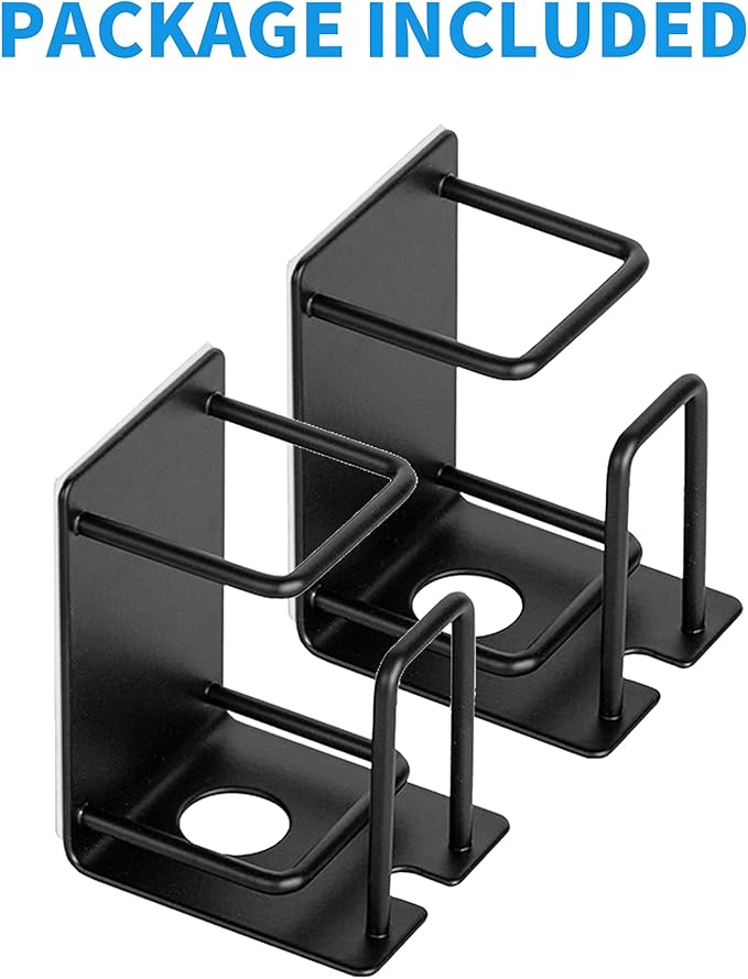 HANZE Toothbrush Holder 304 Stainless Steel Adhesive Wall Mounted 3 in 1 with Toothbrush Holder Toothpaste Holder and Cup Holder for Bathroom Shower, 2 Pack(Black)