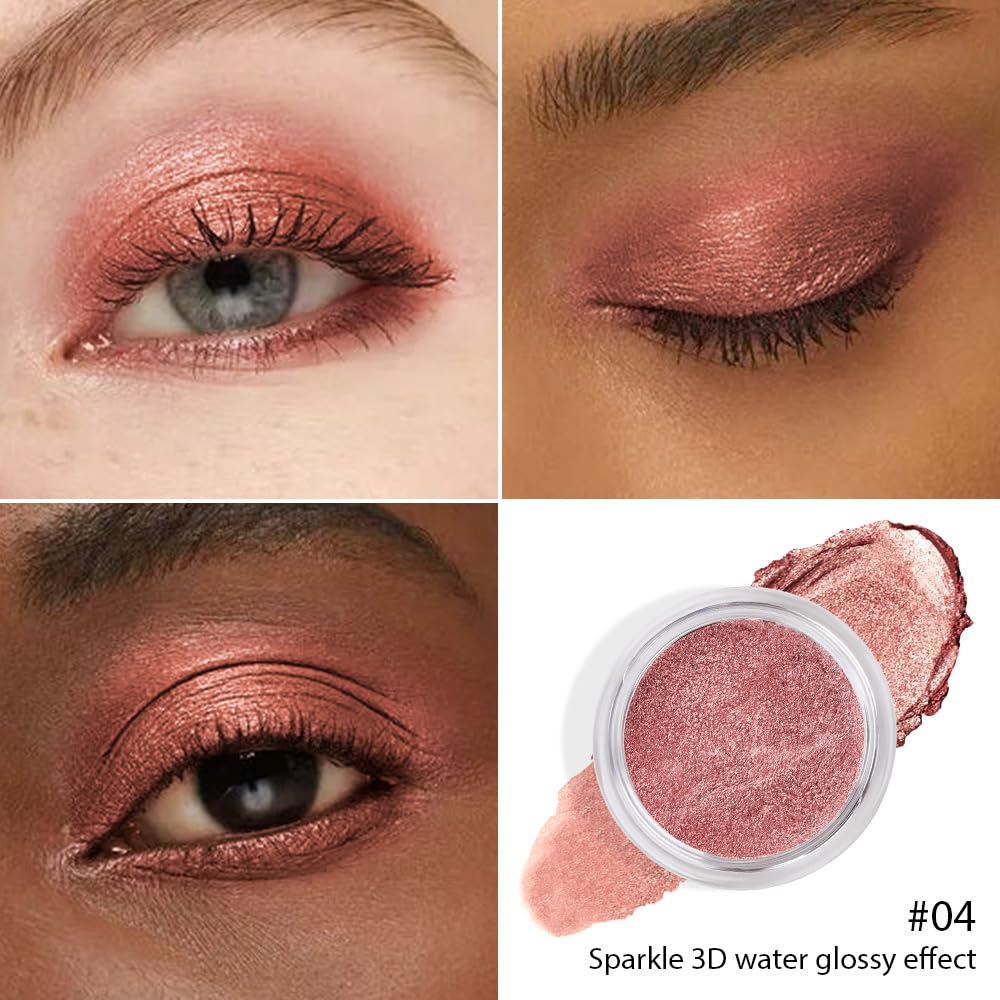 Rose Brown Mousse Single Eyeshadow Palette –Neutral Matte & Shimmer Eyeshadow,Mini Cream Glitter Eye shadow,Long Lasting Highly Pigmented Eye Makeup Compact Travel Siz Eye shadow for Older Women 04#