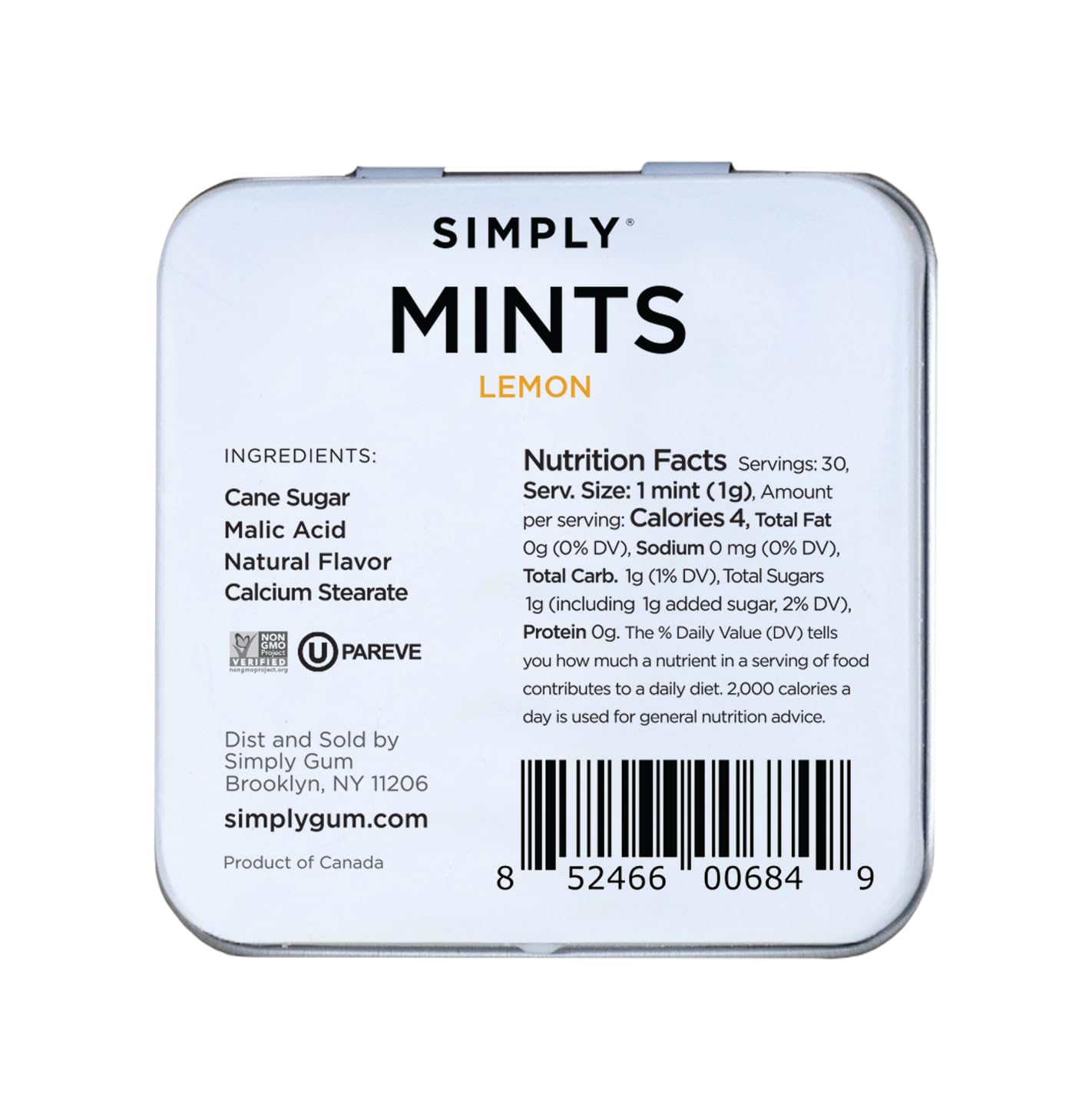 SIMPLY Mints | Lemon Breath Mints | Pack of Six (180 Pieces Total) | Zesty & Refreshing + Aspartame-Free + Vegan + non-GMO