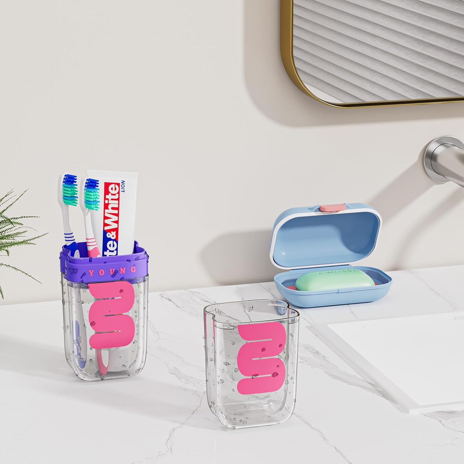 VITVITI Travel Soap Case Container, Portable Toothbrush Travel Case Dish Tray, 7.88 Inch Toothpaste Traveling Toothbrush Holder Set with Cover for Trip/Bathroom/Camping, Purple