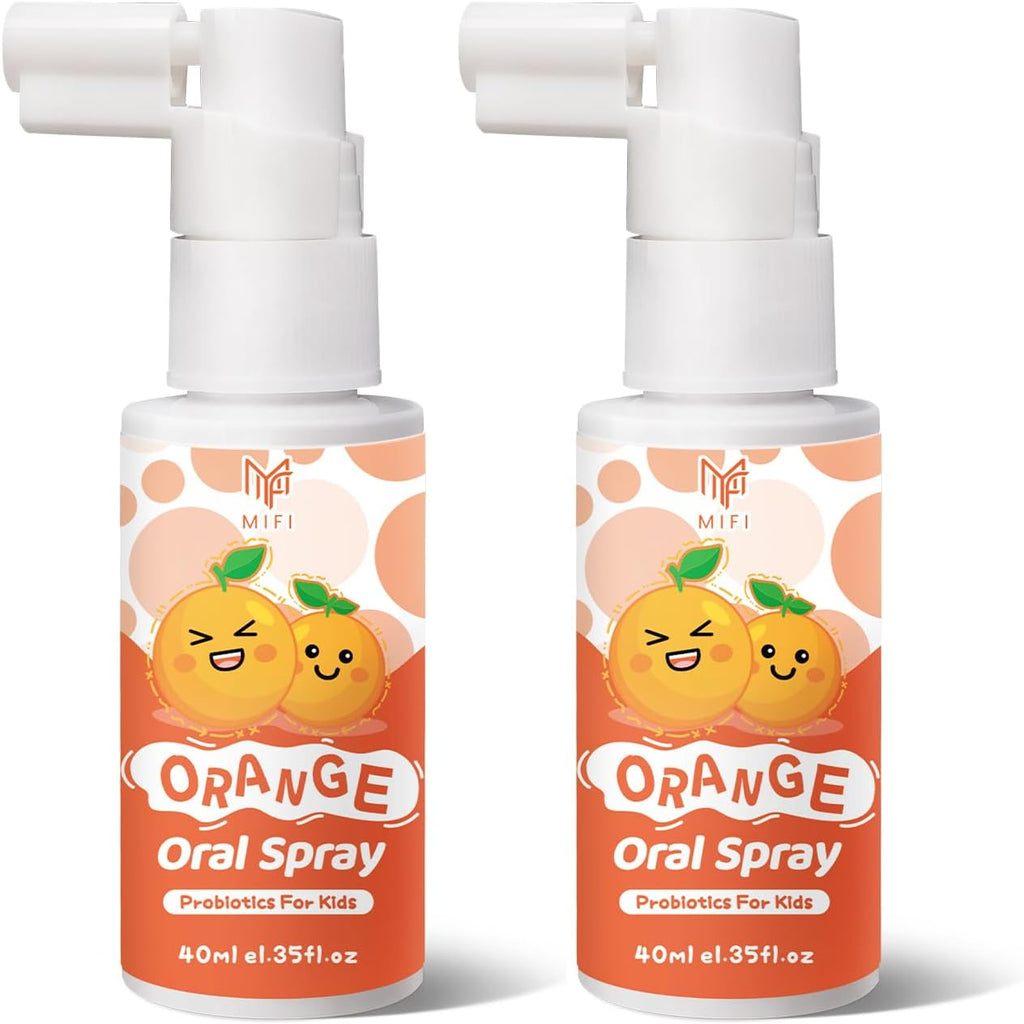 Kids Oral Spray - Probiotic Fruit Flavored Toothpaste Helper for Toddlers, Daily Fresh Breath, Gentle Oral Care Spray for Children (2Pack, Orange)