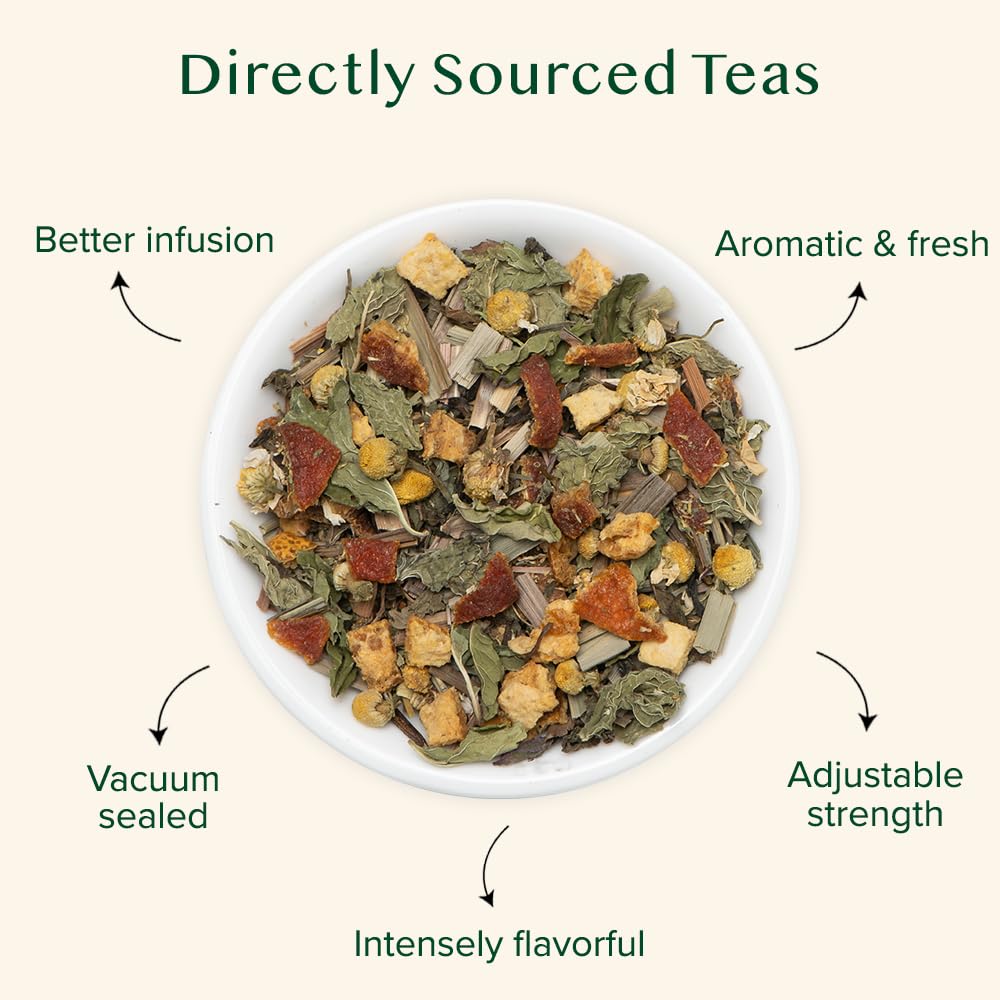 VAHDAM, Chamomile Mint Citrus Green Tea Leaves (50+ Cups, 3.5 oz) Essential Herbs | Green Tea Leaves, Chamomile, Peppermint, Spearmint, Orange Peels, Lemongrass | High Elevation Grown | Vacuum Sealed