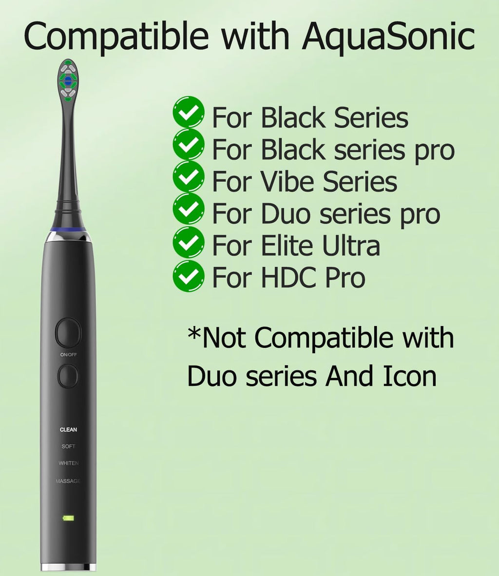 Replacement Toothbrush Heads Compatible with AquaSonic Black Series Vibe Series Duo Pro Elite Series Electric Toothbrush, 12 Count, Black