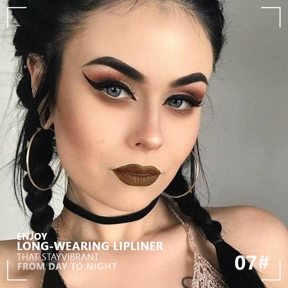 Matte Calligraphy Liquid Lip Liner Lipstick Pencil, Dark Coffee Long-Lasting Transfer-Proof Lip Stain, Lightweight Lipstick, Sheer Buildable Color, Fades to a Natural Wash of Colors