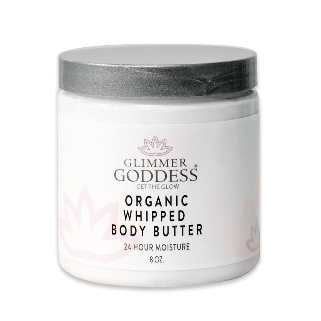 Glimmer Goddess Organic Whipped Body Butter for Women - Moisturizer Cream with Shea & Cocoa Butter, Almonds & Coconut Oil - Rosemary Mint Body Butter, 8oz