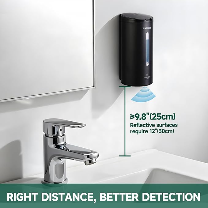 Professional 750ml Automatic Wall-Mounted Soap Dispenser with Anti-Corrosion Coating (Matte Black Stainless Steel)