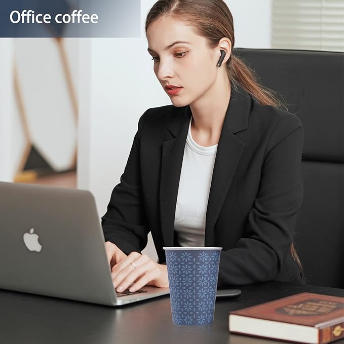 240 Pack 10 oz Disposable Paper Coffee Cups, Hot/Cold Beverage Drinking Cups 10 OZ, Navy Floral Paper Hot Coffee Cups for Party, Picnic, Travel, and Events.