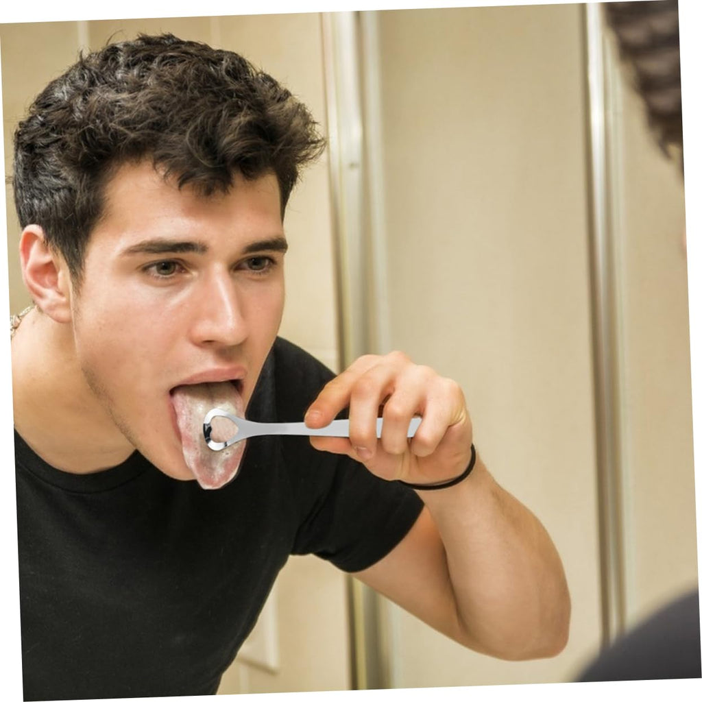 1set Stainless Steel Tongue Scraper for Oral Care Ergonomic Design for Comfortable Grip to Combat Bad Breath and Halitosis Easy to Clean and Travel Friendly