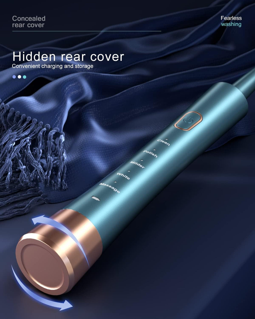 USB Rechargeable Sonic Electric Toothbrush for Adults, Powered Motor High Vibration Teeth & Gum Care, Soft Dupont Brush Heads, 2 Minutes Timer 5 Modes, Green