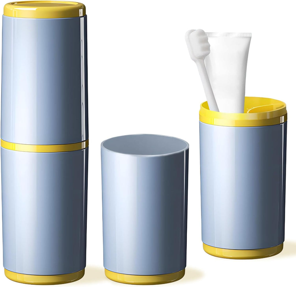 Toothbrush Cup with Cover – Leak-Proof Seal, Large Capacity for Electric Toothbrushes, Detachable 2-in-1 Design | Portable for Travel, Home & Office | Ideal for Travelers, Families, Students (Blue)