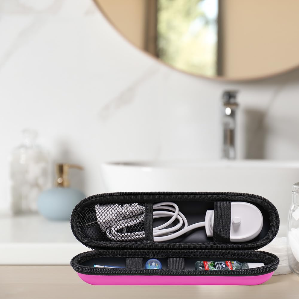 Nincha Electric Toothbrush Travel Case Compatible with Oral-B/Philips Sonicare/Colgate/Reach, and Most Electric Toothbrush, Includes 2 Universal Toothbrush Covers (Pink Case + Pink Covers)