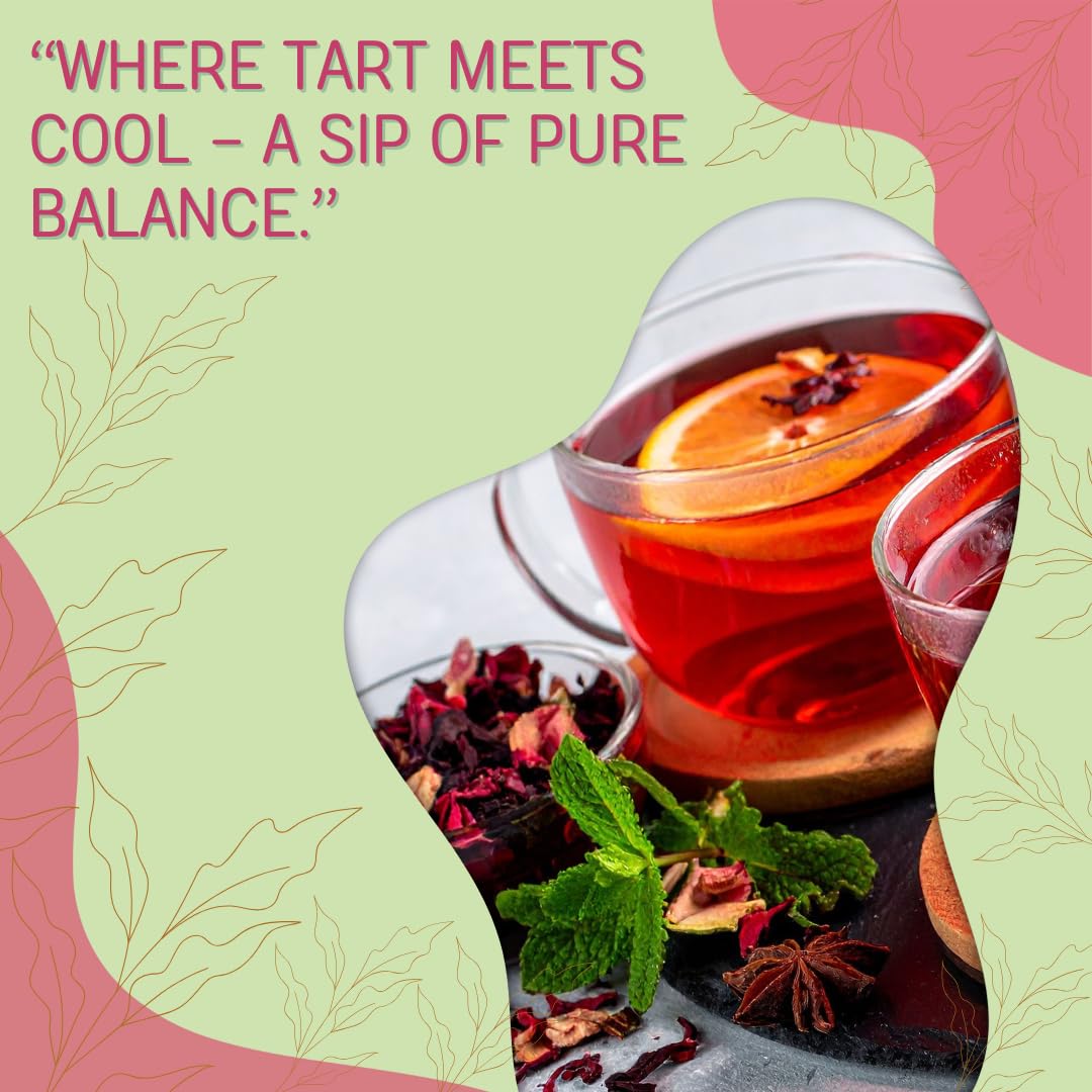 Hibiscus Mint Herbal Tea – 30 Tea Bags – Caffeine-Free, Antioxidant-Rich Blend for Heart, Immune & Digestive Support – Refreshing Herbal Infusion