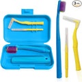 3-Pack Dental Care Kit - Angled Orthodontic Toothbrush, Interdental Brush, and Standard Toothbrush with Travel Case, Soft Bristles for Braces and Teeth Cleaning