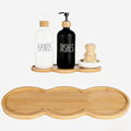 Bamboo soap Dispenser Tray, Bathroom Countertop T ray Kitchen T ray Bamboo Tray Sink T ray Dresser Jewelry Ring Dish, Comestic Holder Bathtub Organizer, Ideal for Jewelry, Cosmetics (8.68" ×3.35"