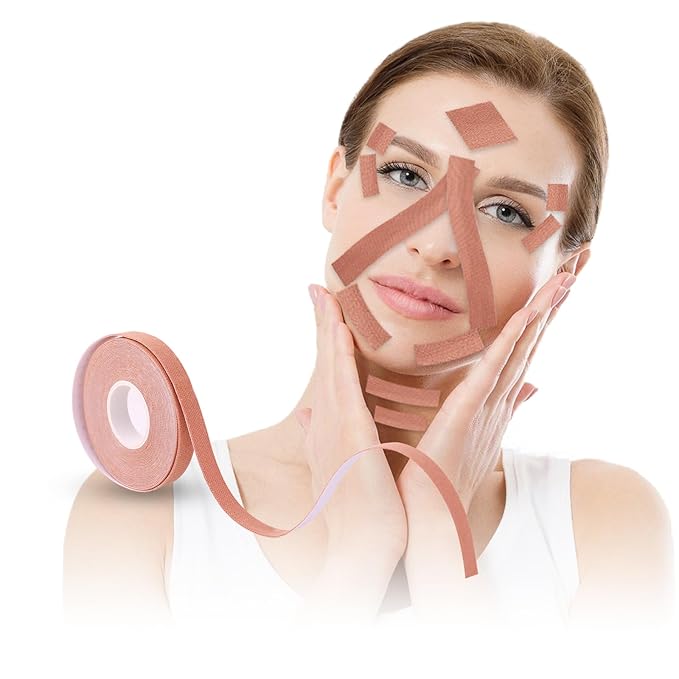 1 Roll Instant Face Lift Tape, Facial Myofascial Patch for Wrinkles Treatment Sticker for V Line Lifting Sagging Skin, Forehead Fines, Eyelid, Nasolabial Folds, Laugh Neck Lines (1cm*5m)