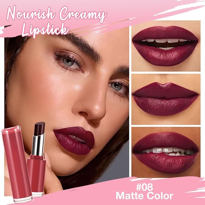 2Pcs Honey Lipstick Tinted Lip Balm Set - Matte Tint Cream Lipsticks for All Skin Tones,Hydrating Lip Stain,Can be Buildable Nourishing Moisturizing Suitable for Women to Every Day Makeup 02&08