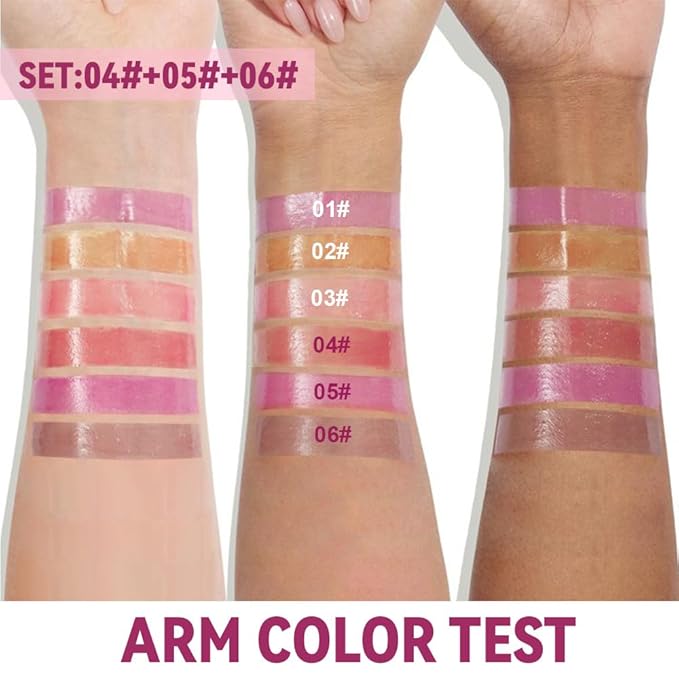 3Pcs Summer Glow Reviver Lip Balm Butter Lip Gloss, Melting Lip Serum, Ultra-Hydrating Natural Vegan Lip Oil, Sheer-Tinted Shine & Hydration, Soothes & Softens Dry Lips (04+05+06)