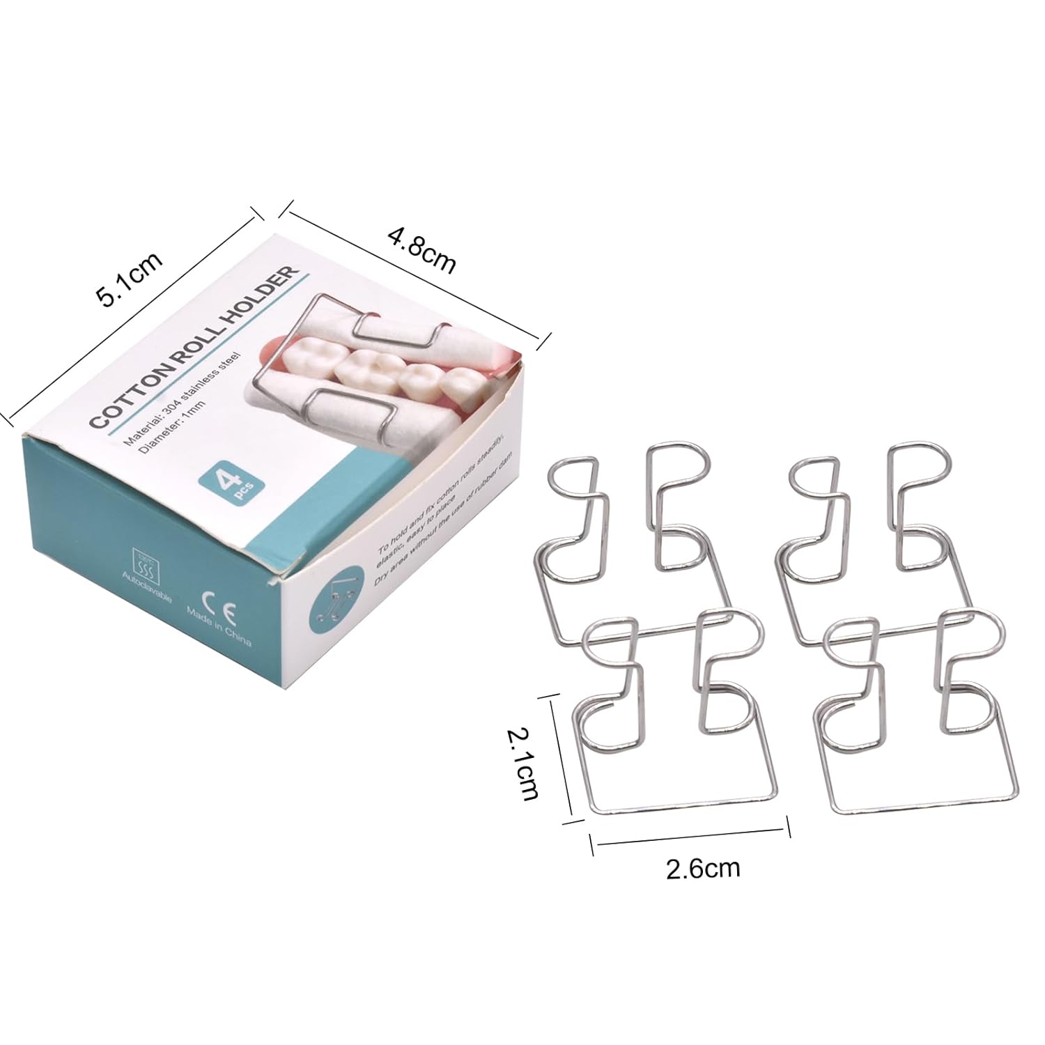 Angzhili 4 pcs Cotton Roll Holder,Autoclavable Stainless Steel Cotton Roll Clip,for Dental Lab or Dentist Clinic