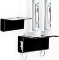 Modern Acrylic Wall Mounted Electric Toothbrush Holder with Hidden Cable Management - Space-Saving Bathroom Organizer for Shower-Safe, Waterproof Adhesive Mount No Drill-Matte Black