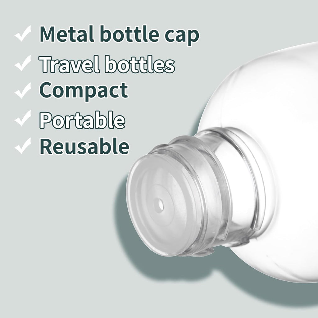 Tekson Plastic Travel Size Bottles 3.4 oz, Mouthwash Bottle, Refillable Containers for Cosmetic with Gold Screw Cap for Travel Essentials (100ml, Clear)