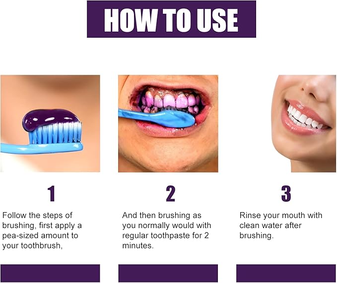 Purple Toothpaste for Teeth Whitening & Enamel Safe - Non-Invasive & Fluoride-Free Formula - Color-Correcting Serum for a Brighter Smile - Neutralizes Yellow Stains-1.69oz