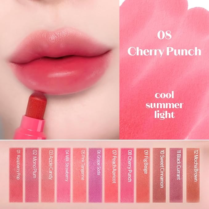 ETUDE Dear Darling Marker Tint #8 Cherry Punch (5g) | Hydrating & Long Lasting Lip Stain | High Pigmented Lip Maker with Easy Drawing Tip | Korean Daily Lip Tint, Korean Makeup, Kbeauty