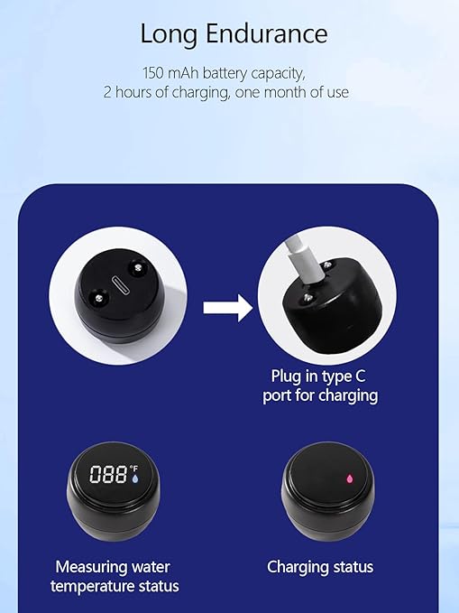 2 Pack Bath Thermometer for Bathtub, Rechargeable Waterproof Floating Water Thermometer for Ice Bath, Pool