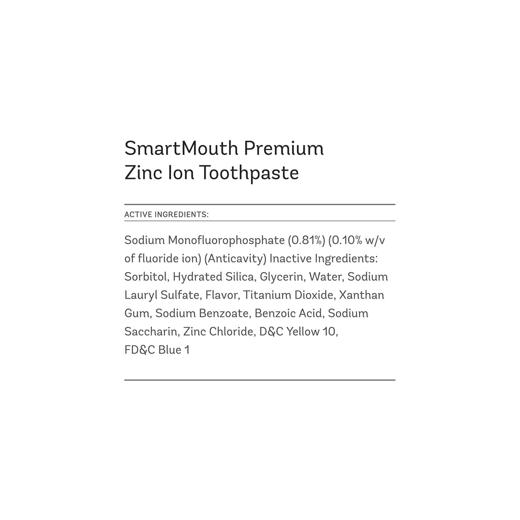 SmartMouth Premium Zinc Ion Toothpaste - Whitening - with Fluoride - Refreshing, Anti-Cavity Toothpaste for Adults - Strengthens Enamel - Mild Mint Flavor, 6 oz (2 Pack)