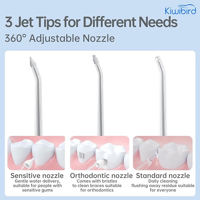 KIWIBIRD Mini Water Flosser for Travel, Ultra-Portable Cordless Oral Irrigator with UVC Light, IPX8 Waterproof 3 Modes, 230mL Teeth Cleaner for Tonsil Stones & Braces Care - Home & Travel (Green)