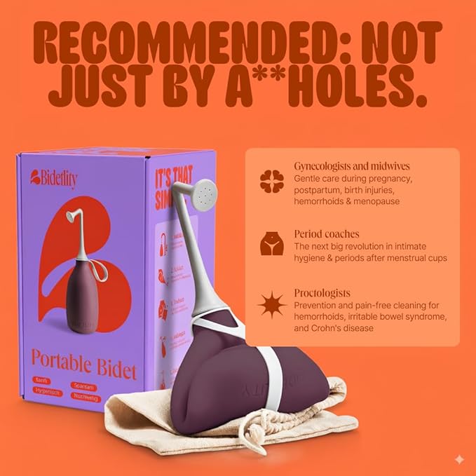 Butt & Intimate Shower 3.0 – Mobile Travel Bidet & Sustainable Intimate Shower, Replaces Wet Wipes, Saves Toilet Paper, Portable Handheld Bidet, Travel Bag Included, BPA-Free - Royal Ruby