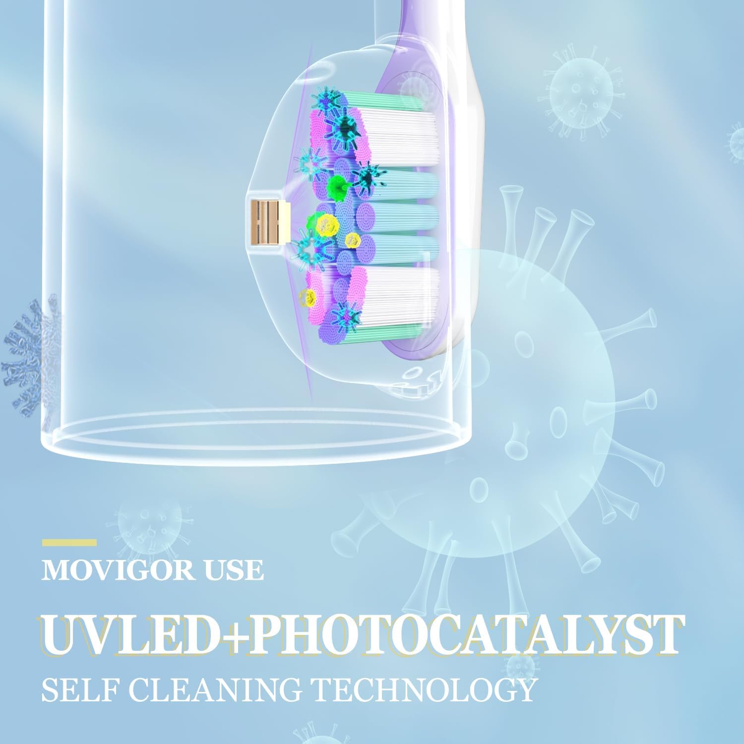 Foldable Electric Toothbrush for Adults – Dual UV Sanitization, 272 Sonic Modes, USB-C Rechargeable, 4 Brush Heads, Leather Travel Case, Portable Blue Toothbrush